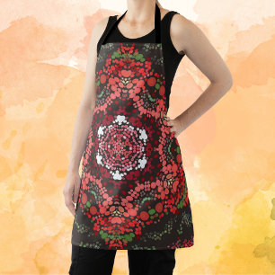 Dot Mandala Rood Groen en Wit Schort