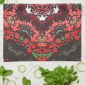 Dot Mandala Rood Groen en Wit Theedoek (Gevouwen)