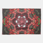 Dot Mandala Rood Groen en Wit Theedoek (Horizontaal)