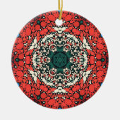 Dot Mandala Rood Wit Blauw en Groen Keramisch Ornament (Voorkant)