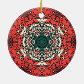 Dot Mandala Rood Wit Blauw en Groen Keramisch Ornament (Achterkant)