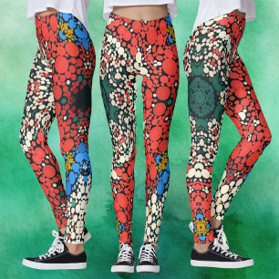 Dot Mandala Rood Wit Blauw en Groen Leggings