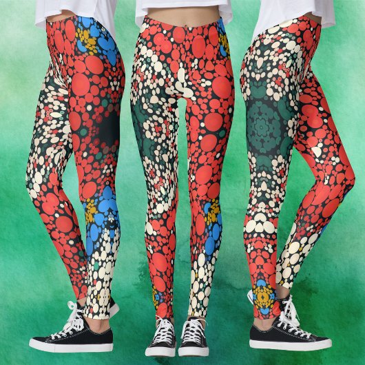 Dot Mandala Rood Wit Blauw en Groen Leggings