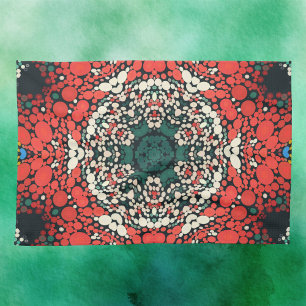 Dot Mandala Rood Wit Blauw en Groen Theedoek