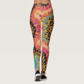 Dot Mandala Roze Blauw Zwart en Geel Leggings (Achterkant)