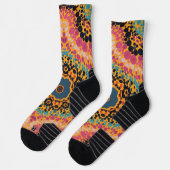 Dot Mandala Roze Blauw Zwart en Geel Sokken (Links)