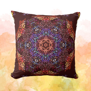 Dot Mandala Sinaasappel Blauw en Paarse Kussen