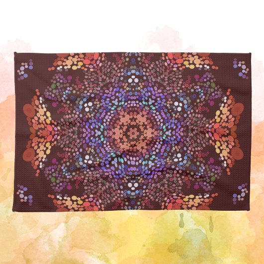 Dot Mandala Sinaasappel Blauw en Paarse Theedoek