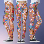Dot Mandala Sinaasappel Blauw Roze en Wit Leggings<br><div class="desc">Deze groovy mandala is voorzien van sinaasappel,  blauw,  roze en wit en is geïnspireerd op verf punt mandala's. Trippy geometrische patronen voor de moderne hippie!</div>