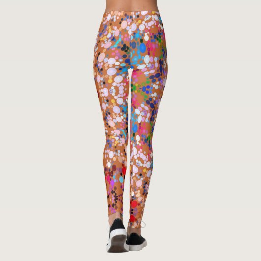 Dot Mandala Sinaasappel Blauw Roze en Wit Leggings (Achterkant)