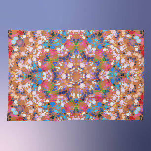 Dot Mandala Sinaasappel Blauw Roze en Wit Theedoek