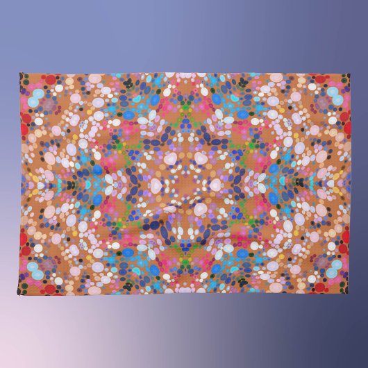Dot Mandala Sinaasappel Blauw Roze en Wit Theedoek