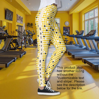 Dot Matrix - Geel Crème Zwart-Tekst Optie Leggings
