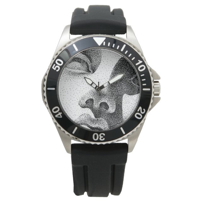 Dot Matrix Kunst: Klassiek Marmeren Gezicht Horloge (Voorkant)