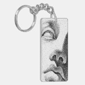 Dot Matrix Kunst: Klassiek Marmeren Gezicht Sleutelhanger (Voorkant Links)
