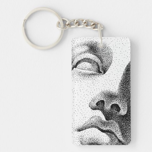 Dot Matrix Kunst: Klassiek Marmeren Gezicht Sleutelhanger (Voorkant)