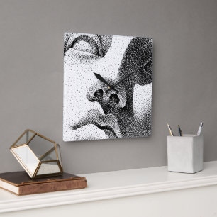Dot Matrix Kunst: Klassiek Marmeren Gezicht Vierkante Klok