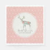 Dot Pattern Boho Floral Deer Antlers Roze Rozen Servet (Voorkant)