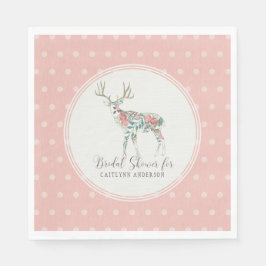 Dot Pattern Boho Floral Deer Antlers Roze Rozen Servet