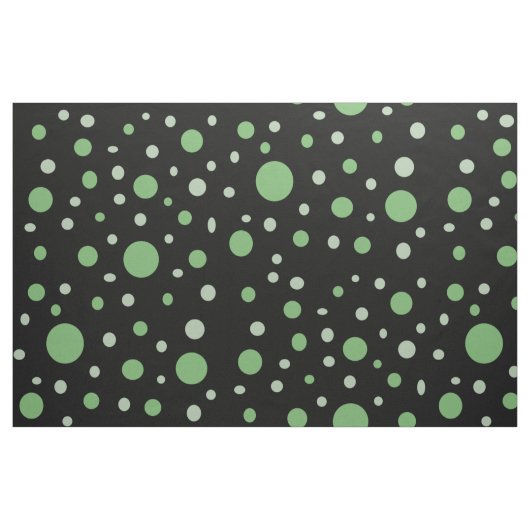 Dot Pattern Green and Grey Circles on Black Stof (Fat Quarter)