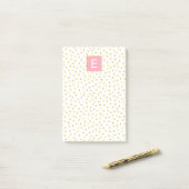 Dot Pattern Monogram roze Gold Girly Post-it® Notes (Op bureau)