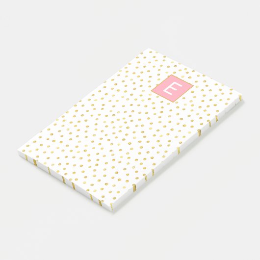 Dot Pattern Monogram roze Gold Girly Post-it® Notes (Schuin)