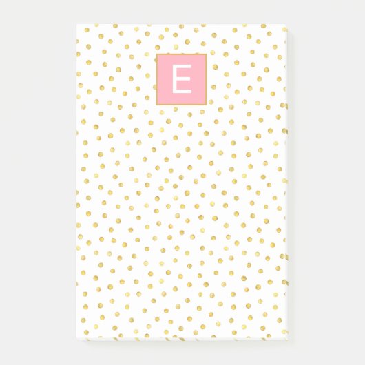 Dot Pattern Monogram roze Gold Girly Post-it® Notes (Voorkant)