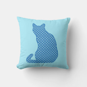 Dot Patterned Cat - Shades of Blue Sierkussen