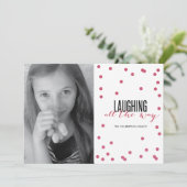 Dot Red Festive Holiday-fotokaart Feestdagenkaart (Staand voorkant)
