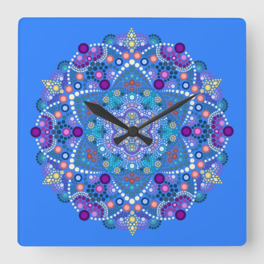 dot schilder ontmoet mandala 2 18 vierkante klok (Voorkant)