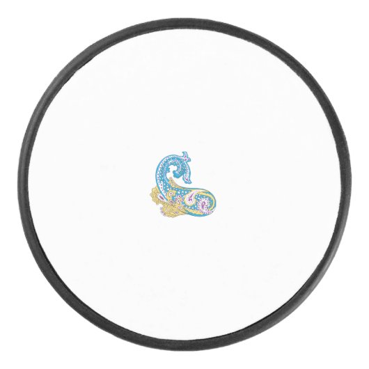Dot, Sherpa Blue, Golden Sand Design Hockey Puck (Voorkant)
