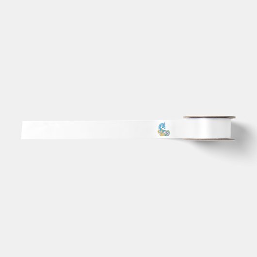 Dot, Sherpa Blue, Golden Sand Design Satijnen Lint (Voorkant)