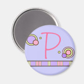 Dot & Stripes Monogrammed Magnet - paars (Voorkant / Achterkant)