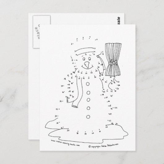 Dot to Dot Snowman Briefkaart (Voorkant / Achterkant)