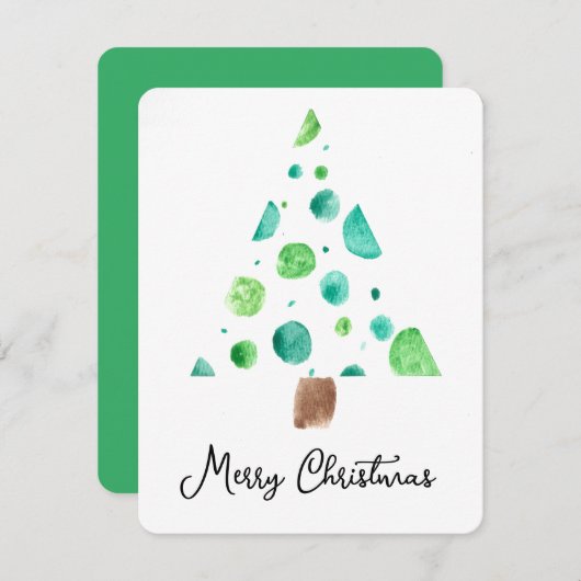 Dot Tree Christmas Flat Kaart (Voorkant / Achterkant)