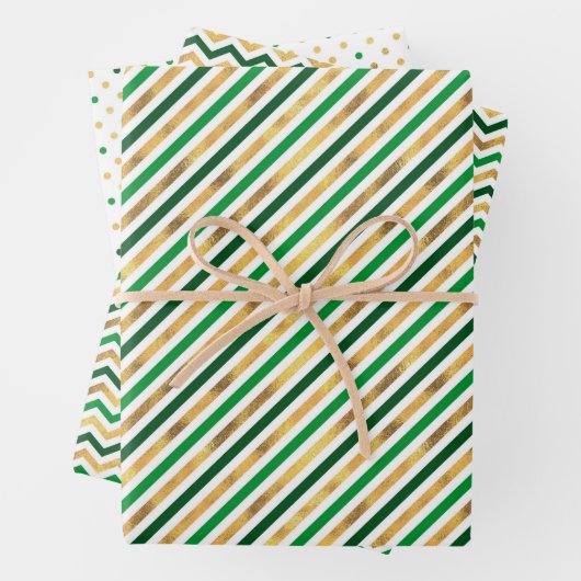 Dot Waves Gestreepte St. Patrick's Day Inpakpapier Vel (In situ)
