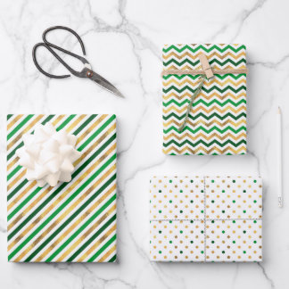 Dot Waves Gestreepte St. Patrick's Day Inpakpapier Vel