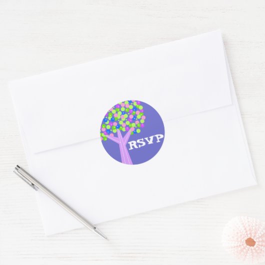 Dotberry Tree RSVP Ronde Sticker (Envelop)