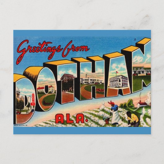 Dothan AL Retro Wenskaart Briefkaart (Voorkant)