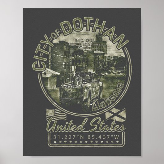 DOTHAN ALABAMA - DOTHAN CITY DOWNTOWN POSTER (Voorkant)