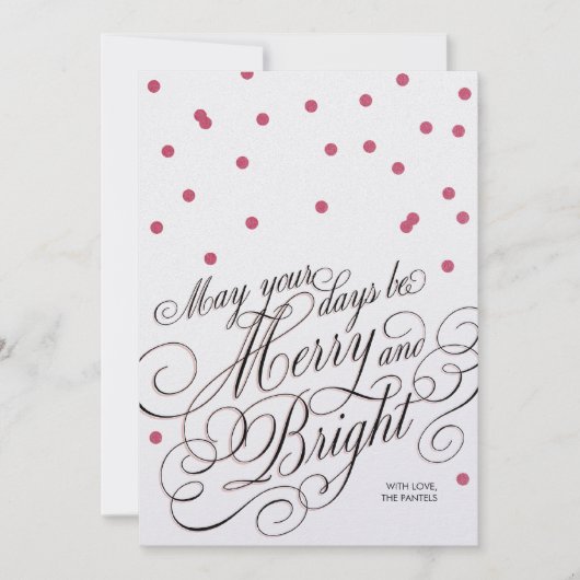 Dots Red Script Holiday Card Feestdagenkaart (Voorkant)