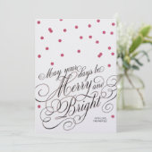 Dots Red Script Holiday Card Feestdagenkaart (Staand voorkant)