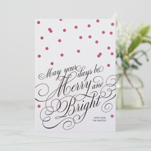 Dots Red Script Holiday Card Feestdagenkaart (Staand voorkant)