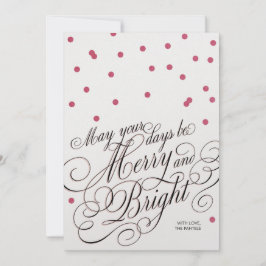Dots Red Script Holiday Card Feestdagenkaart