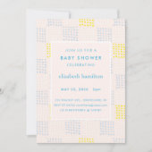 Dots & Squares Pink & Blue Baby Shower Invitation Kaart (Voorkant)