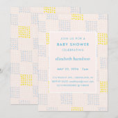 Dots & Squares Pink & Blue Baby Shower Invitation Kaart (Voorkant / Achterkant)