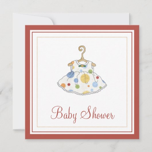 Dotted Dress Baby shower Invitation Kaart (Voorkant)