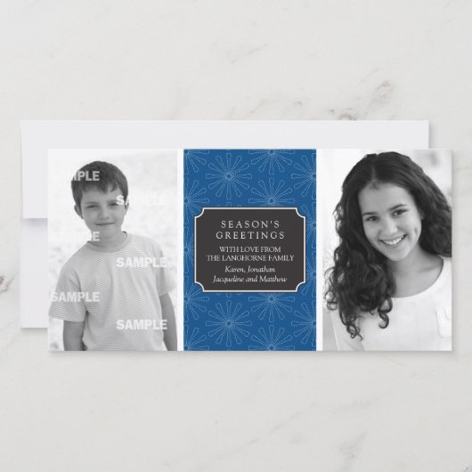 Dotted Floral Lijst Photo Card Feestdagenkaart (Voorkant)