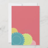 Dotted Flowers - Roze, groen, koraal, Blauwgroen,  Kaart (Achterkant)