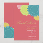 Dotted Flowers - Roze, groen, koraal, Blauwgroen,  Kaart (Voorkant / Achterkant)